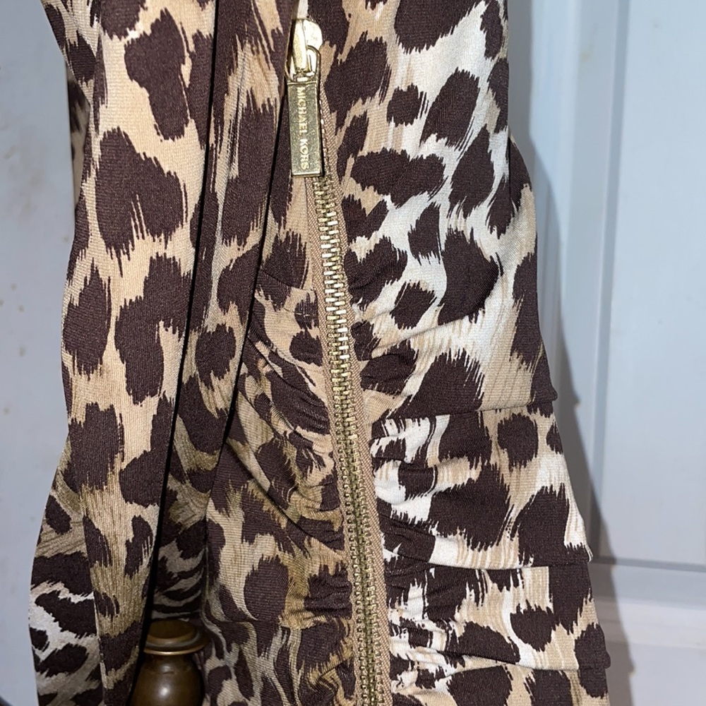 Michael Kors Ruched Leopard Bodycon-Size 6 - Picture 5 of 13